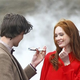 Illustration for article titled ScarJo Is Smoking In New Iron Man 2 Stills, While Doctor Who's Fires Rage On